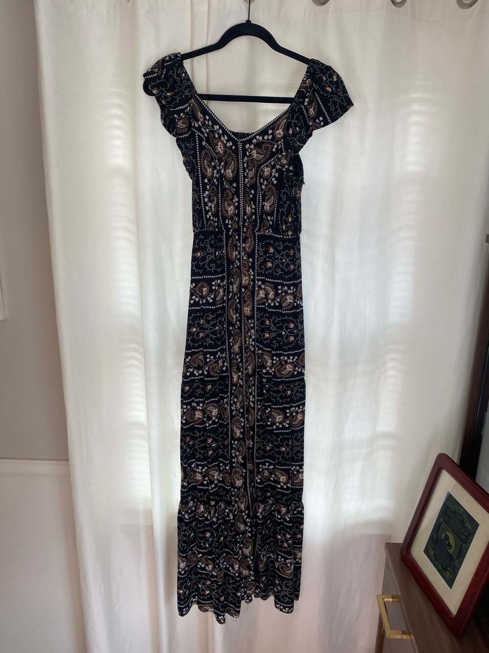 Angie Paisley Flutter Sleeve Smocked Maxi Dress